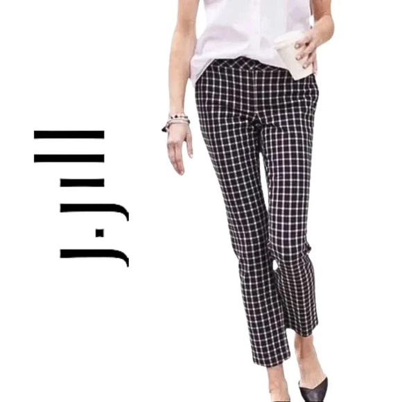 J. Jill, Windowpane Print Premium Bi-stretch Ankle Pants, Black, White - Picture 1 of 10